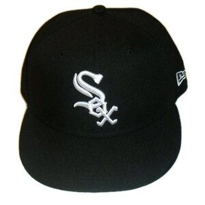 Chicago White Sox Mens New Era 59 Fifty Black Fitted hat cap sz. 7 1/2 New Mlb